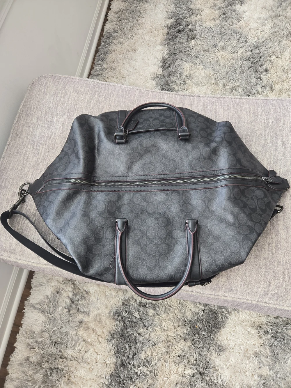 Coach Men’s Black Signature Travel Duffel